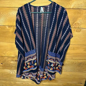 Live 4 Truth Kimono Womens S Floral detail‎ Print Lightweight Open Front sheer